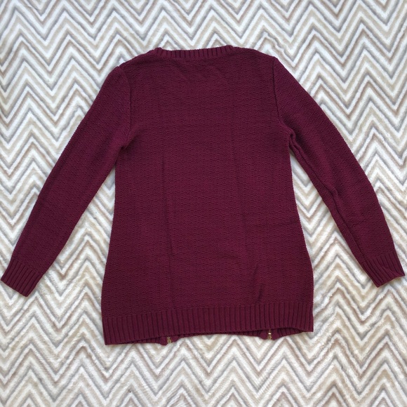 Style & Co Double Zipper Sweater - Maroon - Size S - Picture 2 of 3